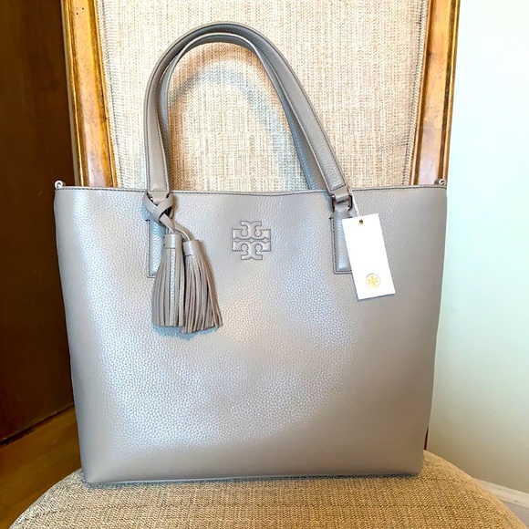 Tory Burch Thea Zip Large Tote French Grey - Picture 3 of 16